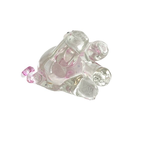 Blown Glass Pig Figurine Pink Ears 2 Inch High Adorable Animal Collectible - Picture 6 of 6